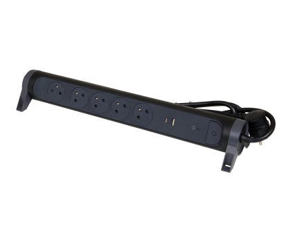Listwa zasilająca LEGRAND Przedłużacz ochronny - 5X2P+Z+USB AC 1.5M-CZARNY